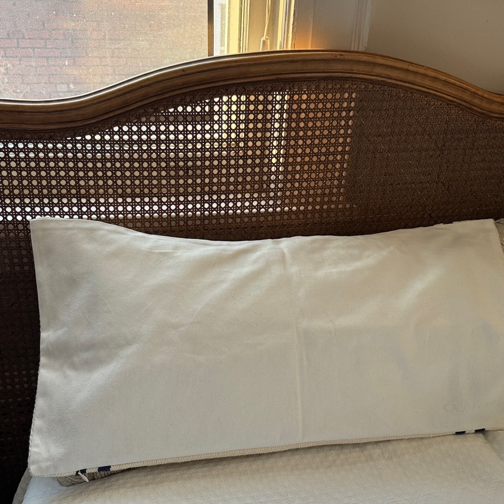 Calvin Klein Cream Pillow Cover with Navy Stripes - Picture 2 of 8